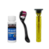 kit minoxidil kirkland 5% +dermaroller mediano titanio+maquina trimmer t9 obsequio gotario generico)