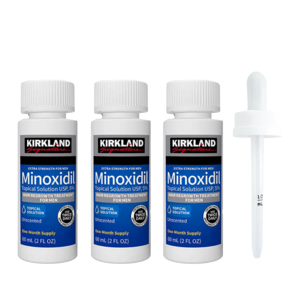 Minoxidil kirkland 5% (180ml) 3 meses+gotero original (obsequio mascarilla hidratante)