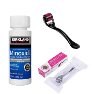 Minoxidil kirkland 5% 1 mes de tratamiento (60ml)+dermaroller titanio (obsequio gotario generico)