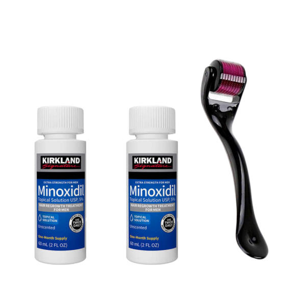 Minoxidil kirkland 5% (60ml)  2 meses de tratamiento + dermaroller titanio(obsequio mascarilla hidratante)