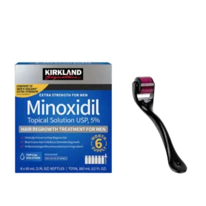 Minoxidil kirkland 5% (360ml) x6 meses de tratamiento +dermaroller titanio(obsequio mascarilla hidratante)