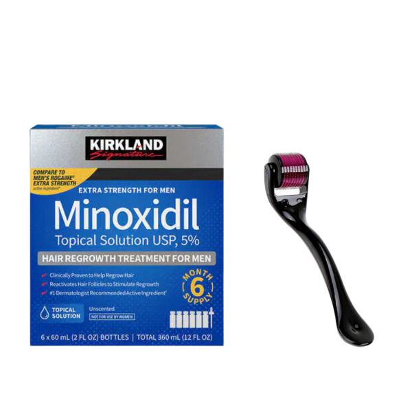 Minoxidil kirkland 5% (360ml) x6 meses de tratamiento +dermaroller titanio/Envio gratis(obsequio mascarilla hidratante)