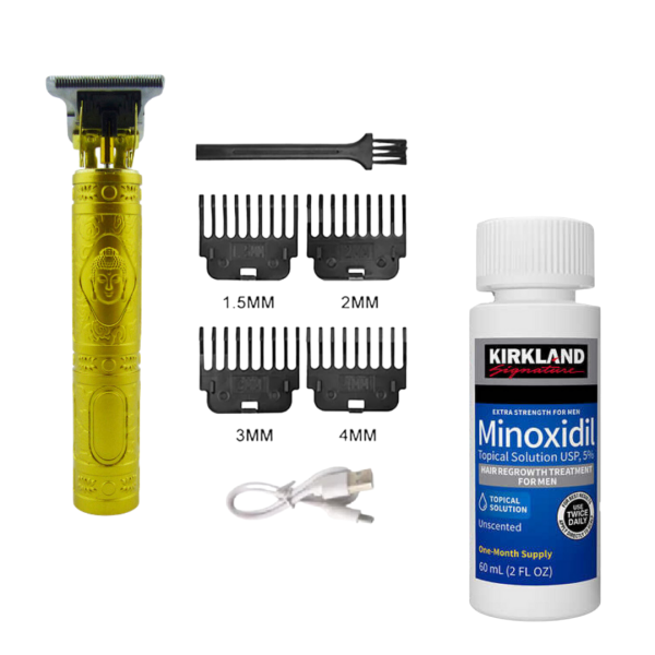 Minoxidil kirkland 5% 1 mes de tratamiento+maquina trimmer t9-o t10 (obsequio mascarilla hidratante)