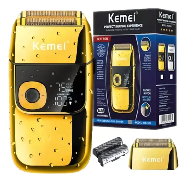 Afeitadora Shaver Kemei KM-2028 dorada 110/220V inalámbrica - Imagen 4