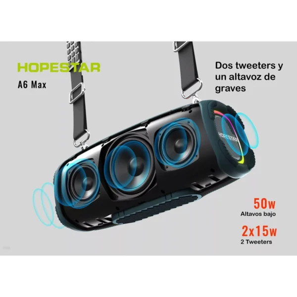 Parlante Hopestar A6 Max  Portátil Bluetooth con Correa y Micrófono - Imagen 3