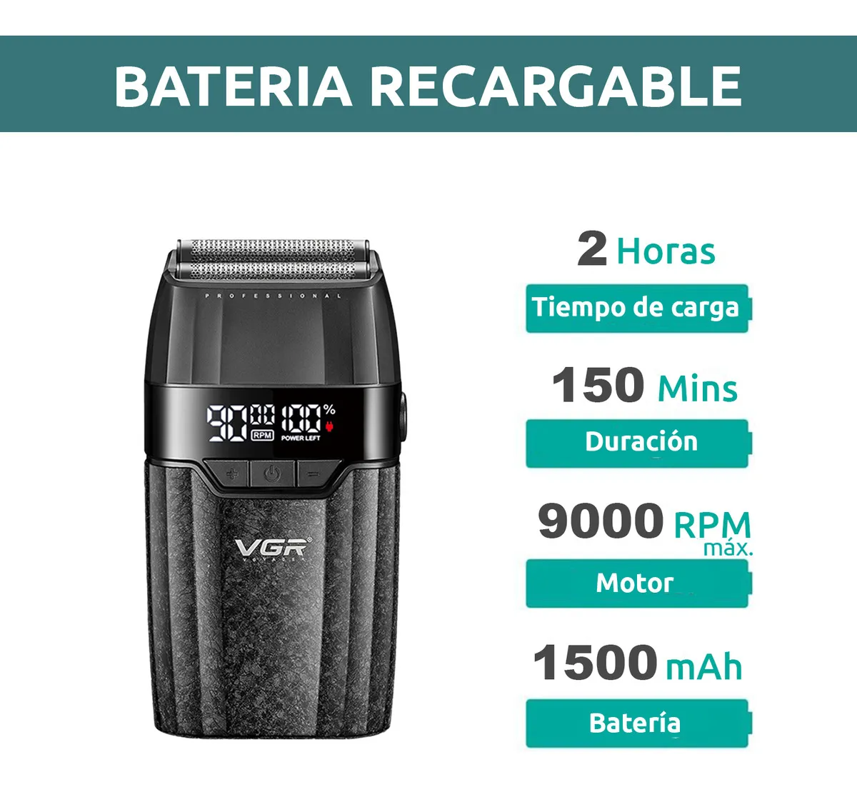 VGR Barber Combo V-640S3-COM 3 en 1 Profesional – Color Negro - Imagen 5