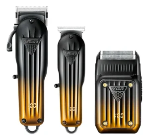 Kit Cortadora Pelo Trimmer Shaver 3en1 Profesional Vgr V-644 Color Negro Y Dorado