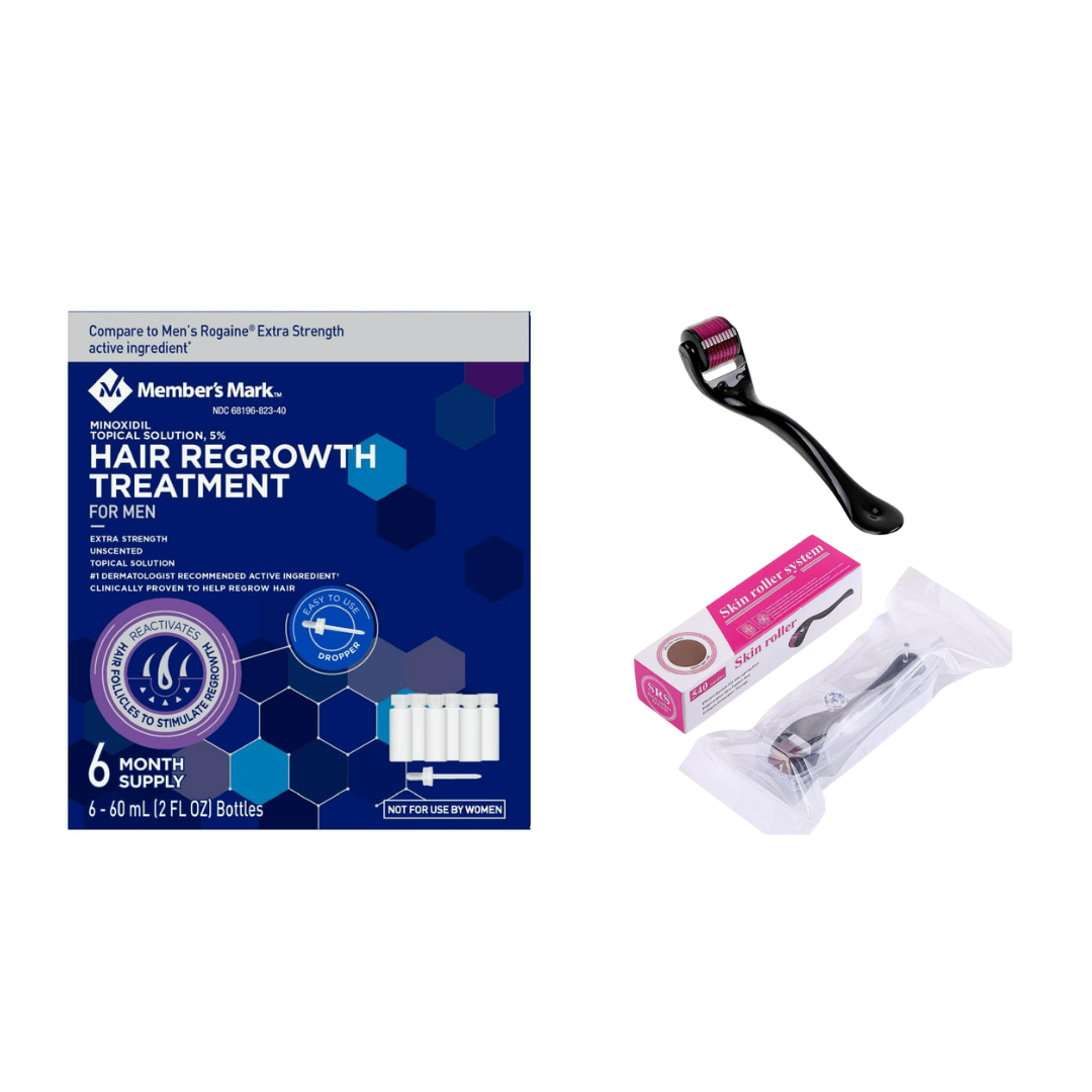 Minoxidil Member’s Mark 5% 6 meses +Dermaroller mediano +gotero original