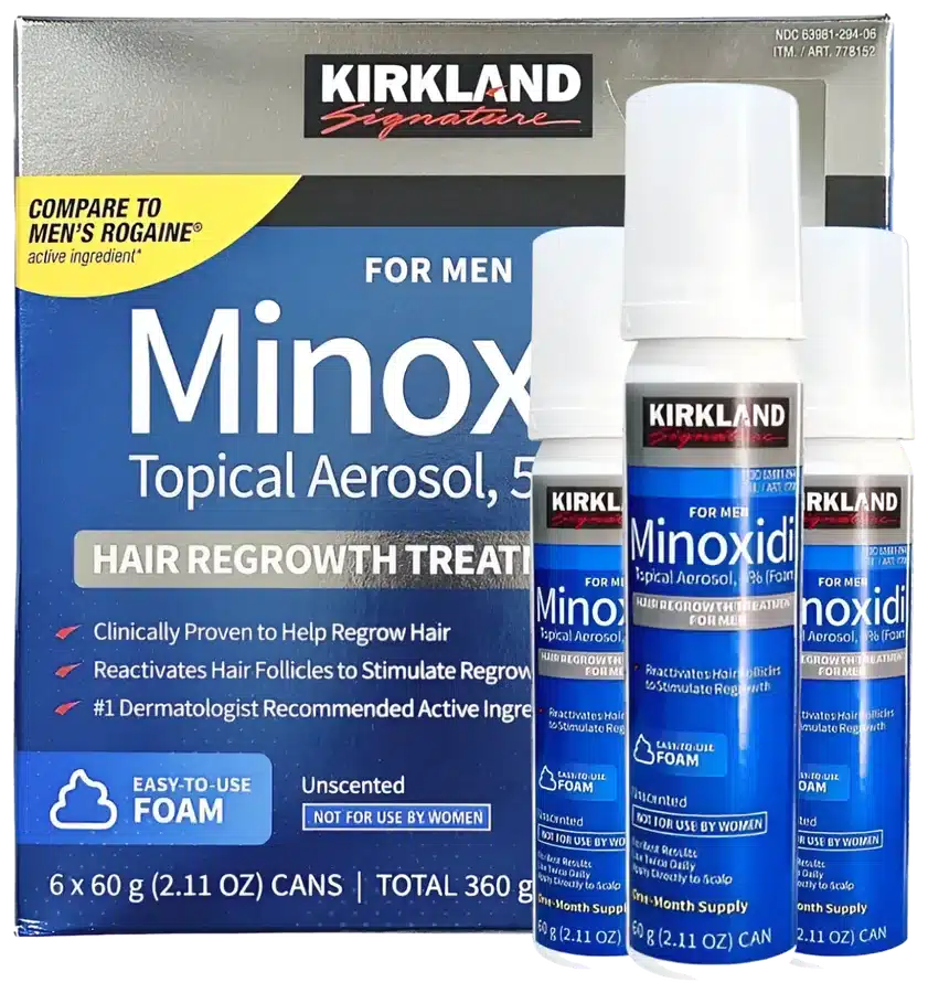 Minoxidil Kirkland 5% en espuma para hombres, envase de 60 g — Ofertazo Chile