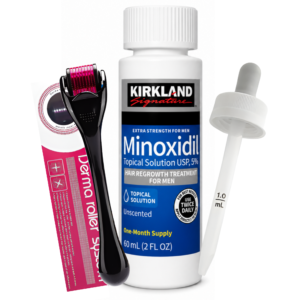 Minoxidil Kirkland 5% 60ml 1 Mes + Dermaroller con Estuche y Gotero en Ofertazo Chile