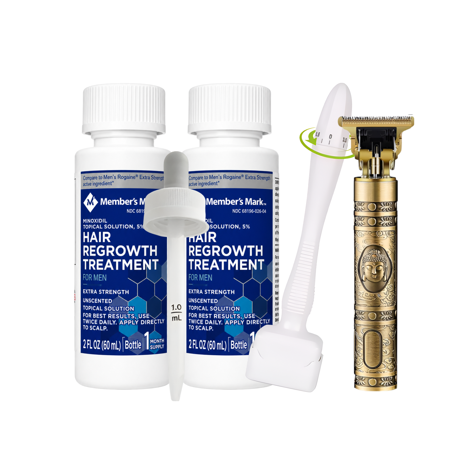 Minoxidil Member’s Mark 5% 2 meses + Dermaroller ajustable y Máquina Trimmer T9/T10 en Ofertazo Chile - foto 3