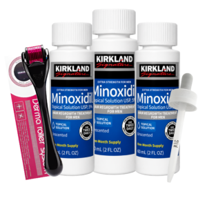 Minoxidil Kirkland 5% 180ml 3 Meses + Dermaroller Estuche +gotero original gratis en Ofertazo Chile