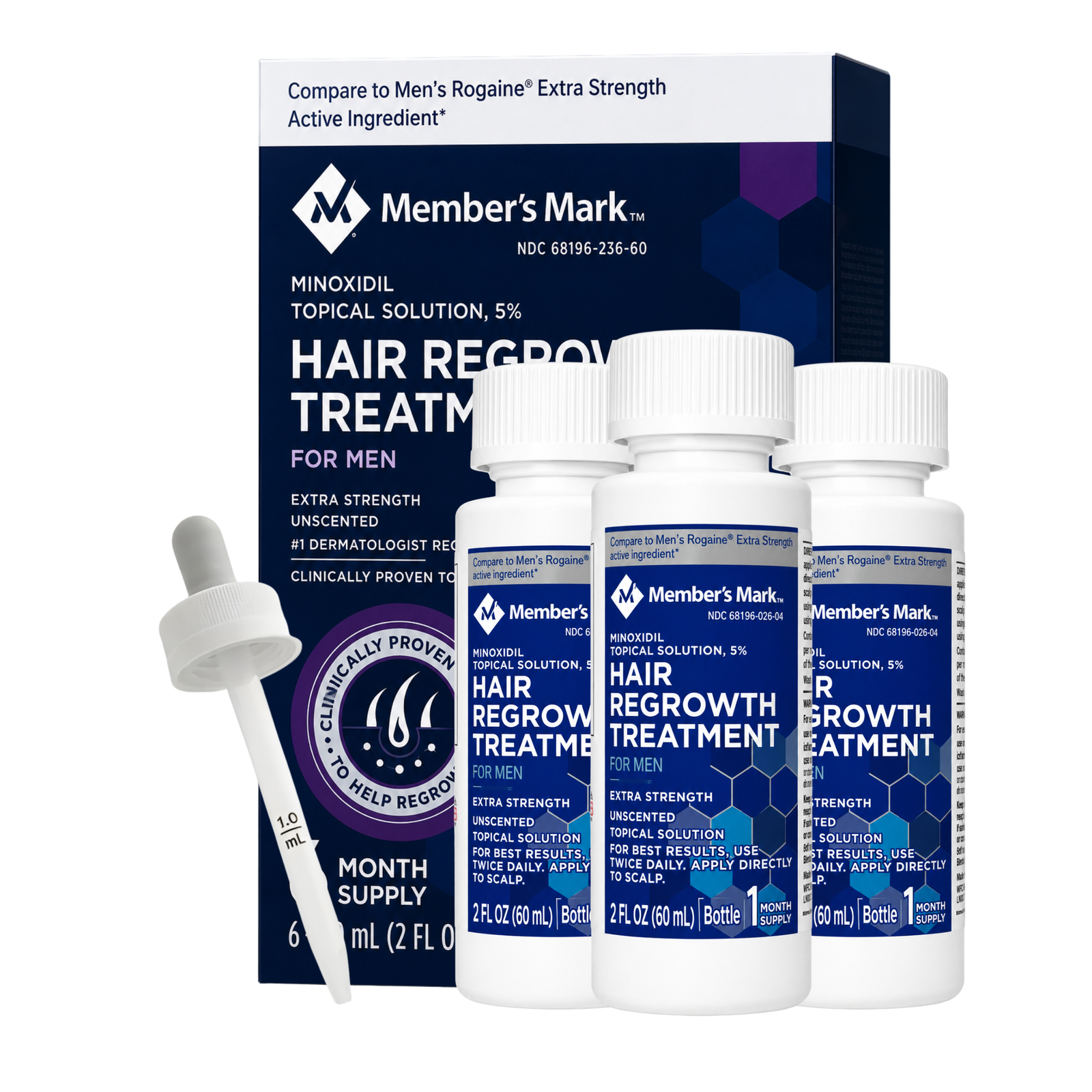 Minoxidil Member’s Mark 5% 3 meses + gotero original en Ofertazo Chile - foto 3