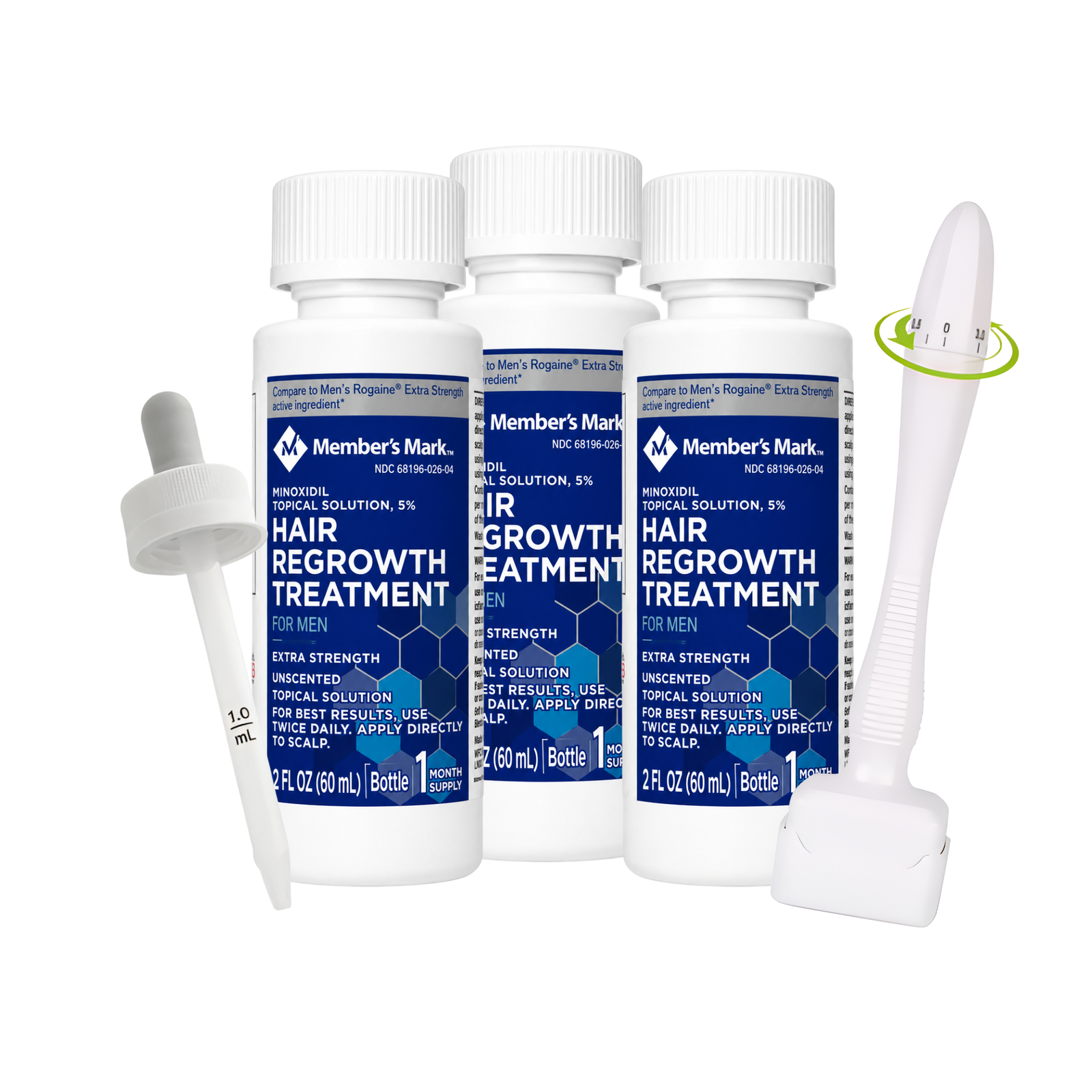 Minoxidil Member’s Mark 5% 3 meses + Dermaroller ajustable 0.5 mm a 3 mm en Ofertazo Chile - foto 2