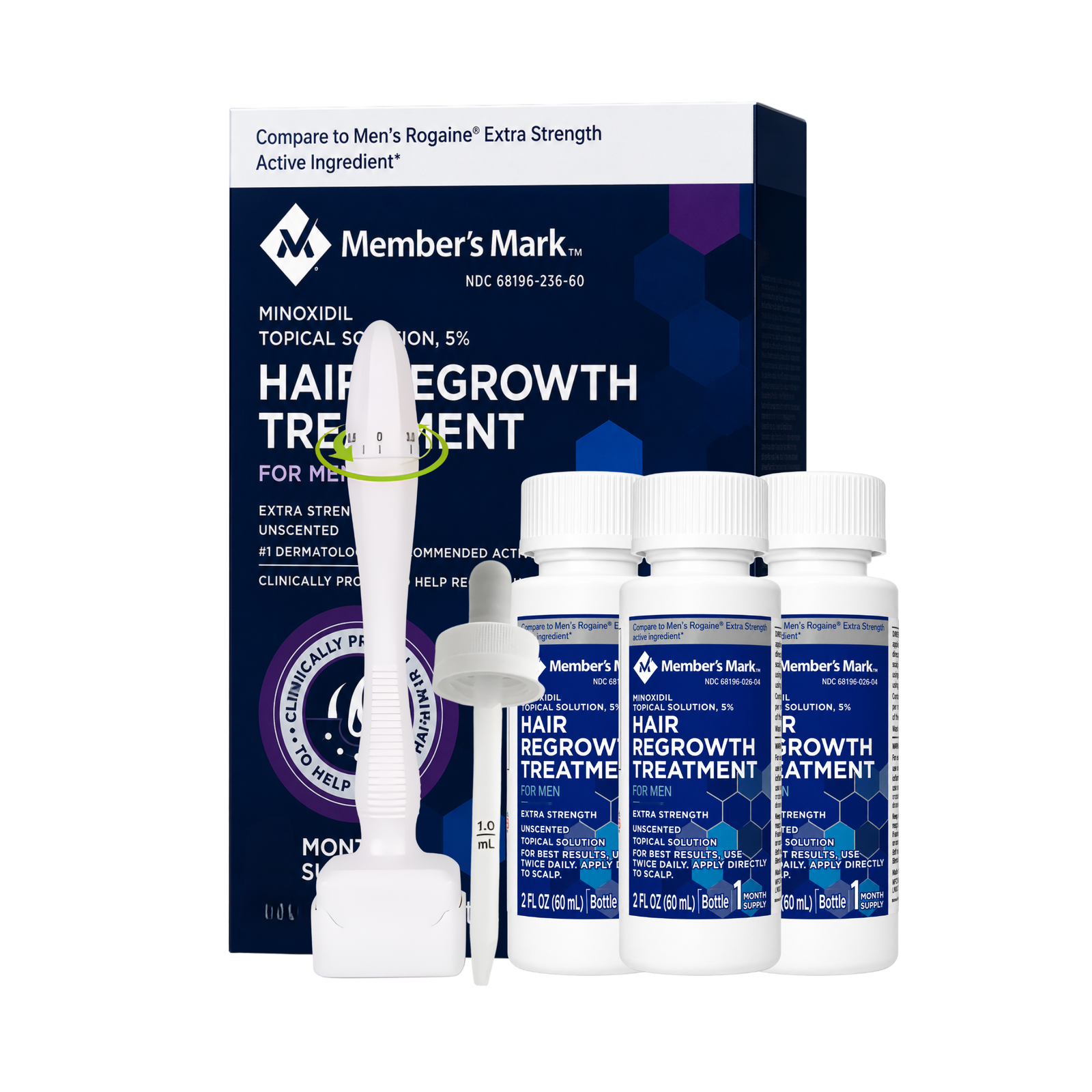Minoxidil Member’s Mark 5% 3 meses + Dermaroller ajustable 0.5 mm a 3 mm en Ofertazo Chile - foto 3