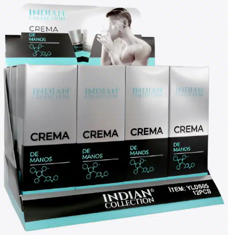 Crema de manos Indian Collection en su display